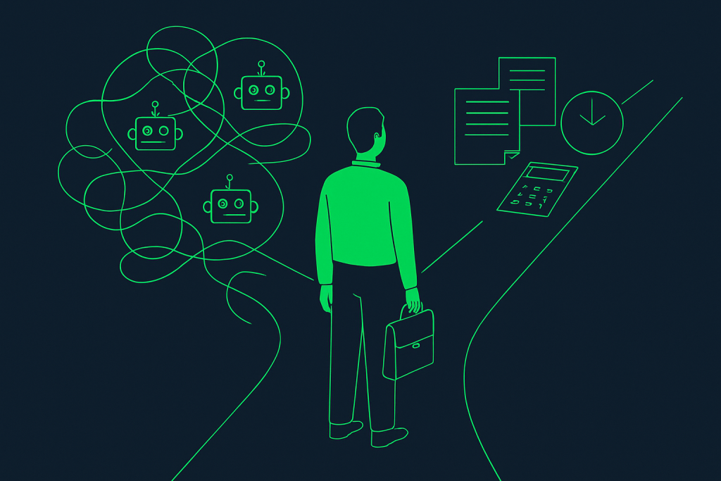 Illustrazione di copertina: intelligenza artificiale applicata a una piccola impresa